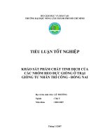 KHẢO SÁT PHẨM CHẤT TINH DỊCH CỦA CÁC NHÓM HEO ĐỰC GIỐNG Ở TRẠI GIỐNG TƯ NHÂN TRÍ CÔNG  ĐỒNG NAI