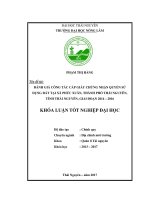 Đánh giá công tác cấp giấy chứng nhận quyền sử dụng đất tại xã phúc xuân, thành phố thái nguyên, tỉnh thái nguyên giai đoạn 2014 – 2016 