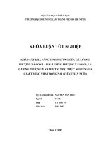 KHẢO SÁT KHẢ NĂNG SINH TRƯỞNG CỦA GÀ LƯƠNG PHƯỢNG VÀ CON LAI LS (LƯƠNG PHƯỢNG X SASSO), LK (LƯƠNG PHƯỢNG X KABIR) TẠI TRẠI THỰC NGHIỆM GIA CẦM THỐNG NHẤT ĐỒNG NAI (VIỆN CHĂN NUÔI)