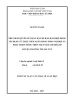 Thế chấp quyền sử dụng đất để bảo đảm hợp đồng tín dụng từ thực tiễn Ngân hàng Nông nghiệp và Phát triển Nông thôn Việt Nam chi nhánh huyện Thường Tín, Hà Tây (tt)