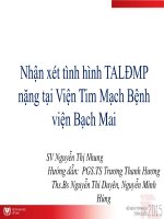 Nhận xét tình hình TALĐMP nặng tại Viện Tim Mạch Bệnh viện Bạch Mai  SV Nguyễn Thị Nhung Hướng dẫn:  PGS.TS Trương Thanh Hương, Ths.Bs Nguyễn Thi Duyên, Nguyễn Minh Hùng