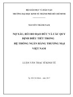 Nợ xấu, rủi ro đạo đức và các quy định điều tiết trong hệ thống ngân hàng thương mại việt nam 
