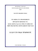 Tác động của thanh khoản đến quyết định đầu tư bằng chứng tại các công ty niêm yết trên thị trường chứng khoán việt nam 