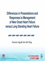 Khác biệt về biểu hiện và đáp ứng của suy tim mới so với đợt mất bù của suy tim mạn tính 