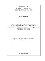 Đánh giá chính sách tái định cư khi Nhà nước thu hồi đất từ thực tiễn tỉnh Quảng Nam