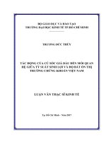 Tác động của cúa sốc giá dầu đến mối quan hệ giữa tỷ suất sinh lợi và độ bất ổn thị trường chứng khoán việt nam 