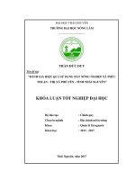 Đánh giá hiệu quả sử dụng đất nông nghiệp xã Phúc Thuận Thị xã Phổ Yên tỉnh Thái Nguyên. (Khóa luận tốt nghiệp)