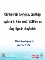 Cải thiện tiên lượng sau can thiệp động mạch vành kiểm soát thiếu máu cục bộ cơ tim tồn lưu bằng tiếp cận chuyển hóa 