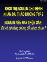 KHỞI TRỊ Insulin CHO BỆNH NHÂN ĐÁI THÁO ĐƯỜNG TYP 2