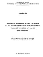 NGHIÊN CỨU TIỀM NĂNG NÔNG HỌC – DI TRUYỀN VÀ KHẢ NĂNG SỬ DỤNG NGUỒN DI TRUYỀN IRRDB’81 TRONG CẢI TIẾN GIỐNG CÂY CAO SU Hevea brasiliensis LUẬN ÁN TIẾN SĨ NÔNG NGHIỆP