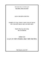 Nghiên cứu đặc tính và khả năng sử dụng bùn thải đô thị Hà Nội làm phân bón (tt)