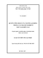 Quyền công đoàn của người lao động trong các doanh nghiệp ở Việt Nam hiện nay (LA tiến sĩ)