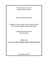 Nghiên cứu đặc tính và khả năng sử dụng bùn thải đô thị Hà Nội làm phân bón (tt)