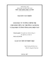 Giáo dục tư tưởng chính trị cho sinh viên các trường cao đẳng và đại học ở tỉnh Vĩnh Long hiện nay (LA tiến sĩ)