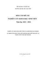 NGHIÊN CỨU KHẢ NĂNG BIẾN TÍNH CỦA AMINOPOLYSACHARIDE TỰ NHIÊN ỨNG DỤNG LÀM CHẤT HẤP PHỤ HỢP CHẤT MÀU HỮU CƠ TRONG NƯỚC THẢI DỆT NHUỘM