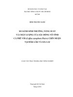 SO SÁNH SINH TRƯỞNG, NĂNG SUẤT VÀ CHẤT LƯỢNG CỦA SÁU DÒNG VÔ TÍNH CÀ PHÊ VỐI (Coffea canephora Pierre) CHÍN MUỘN TẠI ĐĂK LĂK VÀ GIA LAI LUẬN VĂN THẠC SĨ KHOA HỌC NÔNG NGHIỆP