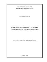 Nghiên cứu luật kết hợp, thử nghiệm khai phá cơ sở dữ liệu xuất nhập khẩu 