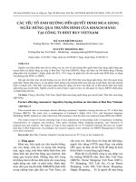 CÁC yếu tố ẢNH HƯỞNG đến QUYẾT ĐỊNH MUA HÀNG NGẪU HỨNG QUA TRUYỀN HÌNH của KHÁCH HÀNG tại CÔNG TY BEST BUY VIETNAM (tt) 