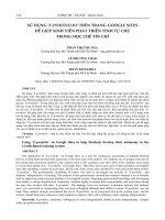 SỬ DỤNG ‘e PORTFOLIO’ TRÊN TRANG GOOGLE SITES để GIÚP SINH VIÊN PHÁT TRIỂN TÍNH tự CHỦ TRONG học CHẾ tín CHỈ (tt) 