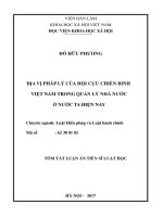 Địa vị pháp lý của hội cựu chiến binh việt nam trong quản lý nhà nước ở nước ta hiện nay (tt) 