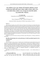 TÁC ĐỘNG của các NHÂN tố THUỘC PHONG CÁCH LÃNH đạo đến kết QUẢ THỰC HIỆN CÔNG VIỆC của cán bộ CÔNG CHỨC các cơ QUAN CHUYÊN môn (tt) 