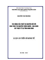Tác động của thuế tài nguyên đối với khai thác tài nguyên thiên nhiên - Qua khảo sát thực tế tại tỉnh Ninh Bình