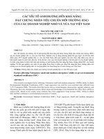 CÁC yếu tố ẢNH HƯỞNG đến KHẢ NĂNG đạt CHỨNG NHẬN TIÊU CHUẨN môi TRƯỜNG (ESC) của các DOANH NGHIỆP NHỎ và vừa tại VIỆT NAM (tt) 