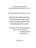 KHẢO SÁT ĐẶC ĐIỂM LÂM SÀNG, CẬN LÂM SÀNG SỎI NIỆU QUẢN VÀ KẾT QUẢ ĐIỀU TRỊ BƯỚC ĐẦU BẰNG HOLMIUM:YAG LASER