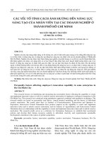 CÁC yếu tố TÍNH CÁCH ẢNH HƯỞNG đến NĂNG lực SÁNG tạo của NHÂN VIÊN tại các DOANH NGHIỆP ở THÀNH PHỐ hồ CHÍ MINH (tt) 