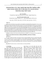 ẢNH HƯỞNG của THU NHẬP PHI TRUYỀN THỐNG đến KHẢ NĂNG SINH lời và rủi RO của NGÂN HÀNG THƯƠNG mại VIỆT NAM (tt) 