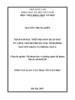 Tội đánh bạc trên địa bàn quận Bắc Từ Liêm, thành phố Hà Nội  tình hình, nguyên nhân và phòng ngừa (tt)