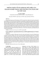 NHỮNG NHÂN tố xác ĐỊNH sự hữu HIỆU của DOANH NGHIỆP TRONG môi TRƯỜNG ỨNG DỤNG ERP tại VIỆT NAM (tt) 