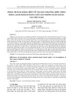PHÂN TÍCH sự KHÁC BIỆT về tài sản THƯƠNG HIỆU THEO KHÍA CẠNH KHÁCH HÀNG GIỮA BA NHÓM NGÂN HÀNG tại VIỆT NAM (tt) 