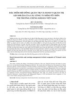 ĐẶC điểm hội ĐỒNG QUẢN TRỊ và HÀNH VI QUẢN TRỊ lợi NHUẬN của các CÔNG TY NIÊM yết TRÊN THỊ TRƯỜNG CHỨNG KHOÁN VIỆT NAM (tt) 
