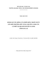 Đánh giá tác động của phân bón, thuốc BVTV lên môi trường đất vùng chuyên canh cây cà phê địa bàn huyện Ia Grai – tỉnh Gia Lai