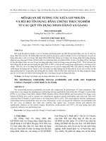 MỐI QUAN hệ TƯƠNG tác GIỮA lợi NHUẬN và rủi RO tín DỤNG BẰNG CHỨNG THỰC NGHIỆM từ các QUỸ tín DỤNG NHÂN dân ở AN GIANG (tt) 