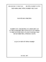 Nghiên cứu ảnh hưởng của phân hữu cơ và than sinh học đến năng suất cây trồng và một số tích chất của đất xám bạc màu huyện hiệp hòa, tỉnh bắc giang 