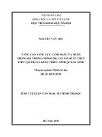 Nâng cao năng lực lãnh đạo của đảng trong hệ thống chính trị cấp cơ sở từ thực tiễn tại thị xã Đông Triều, tỉnh Quảng Ninh (tt)