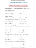 TUYỂN CHỌN BÀI TẬP TRẮC NGHIỆM NGUYÊN HÀM