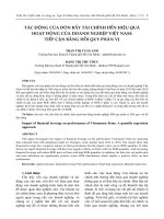 TÁC ĐỘNG của đòn bẩy tài CHÍNH đến HIỆU QUẢ HOẠT ĐỘNG của DOANH NGHIỆP VIỆT NAM TIẾP cận BẰNG hồi QUY PHÂN vị (tt) 