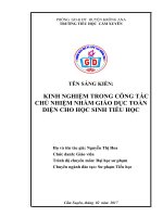 SKKN Kinh nghiệm trong công tác chủ nhiệm nhằm giáo dục toàn diện  cho học sinh Tiểu học