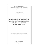 ĐÁNH GIÁ HIỆU QUẢ MÔ HÌNH TRỒNG XEN BẮP  ĐẬU PHỘNG VỤ ĐÔNG XUÂN 20092010 TRÊN NỀN ĐẤT XÁM TẠI HUYỆN BẾN CẦU, TỈNH TÂY NINH LUẬN VĂN THẠC SĨ KHOA HỌC NÔNG NGHIỆP