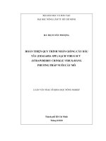 HOÀN THIỆN QUY TRÌNH NHÂN GIỐNG CÂY DÂU TÂY (FRAGARIA SPP.) SẠCH VIRUS SCV (STRAWBERRY CRINKLE VIRUS) BẰNG PHƯƠNG PHÁP NUÔI CẤY MÔ LUẬN VĂN THẠC SĨ KHOA HỌC NÔNG NGHIỆP