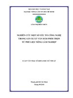 NGHIÊN CỨU MỘT SỐ YẾU TỐ CÔNG NGHỆ TRONG SẢN XUẤT VÁN DĂM PHỐI TRỘN TỪ PHẾ LIỆU NÔNG LÂM NGHIỆP LUẬN VĂN THẠC SÍ KHOA HỌC KỸ THUẬT