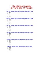 Câu hỏi trắc nghiệm ôn tập Y học cổ TRUYỀN