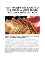 Vai trò điều tiết kinh tế trong bối cảnh toàn cầu hóa