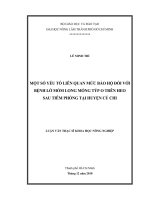 MỘT SỐ YẾU TỐ LIÊN QUAN MỨC BẢO HỘ ĐỐI VỚI BỆNH LỞ MỒM LONG MÓNG TÝP O TRÊN HEO SAU TIÊM PHÒNG TẠI HUYỆN CỦ CHI LUẬN VĂN THẠC SĨ KHOA HỌC NÔNG NGHIỆP