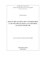 KHẢO SÁT HIỆU GIÁ KHÁNG THỂ VÀ TÌNH HÌNH NHIỄM VI  RÚT H5N1 TRÊN VỊT TRƯỚC VÀ SAU TIÊM PHÒNG TẠI 3 HUYỆN TỈNH BẾN TRE LUẬN VĂN THẠC SỸ KHOA HỌC NÔNG NGHIỆP