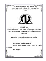 BÀI TIỂU LUẬN QUẢN TRỊ HỌC: Công tác thiết lập mục tiêu theo phương thức SMART của công ty cổ phần xi măng phú thọ