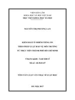 Kiểm soát ô nhiễm tiếng ồn theo pháp luật bảo vệ môi trường từ thực tiễn Thành phố Hồ Chí Minh (tt)